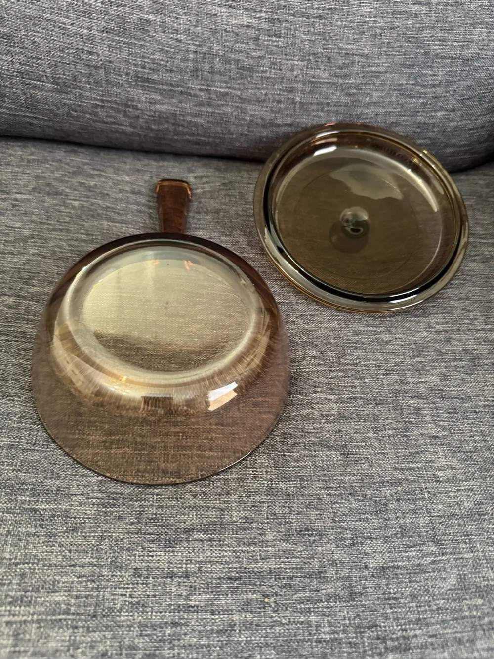 Vtg Corning Vision Saucepan. 0.5L Amber with Lid Pyrex